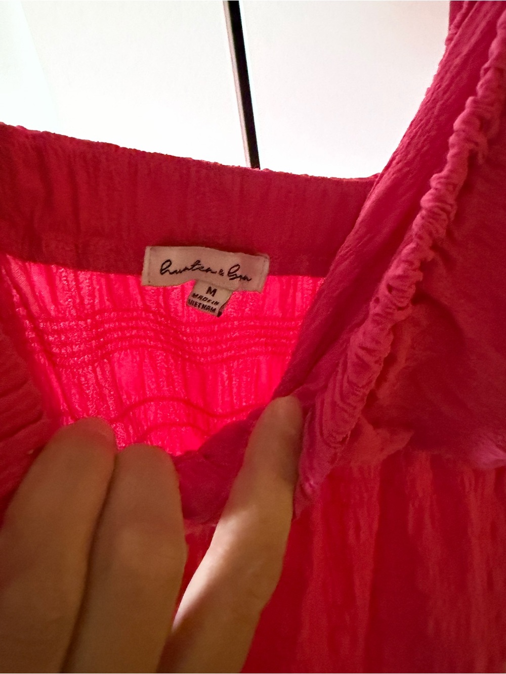 Women’s Fuchsia V-Neck Ruffle Dress - Picture 2 of 3